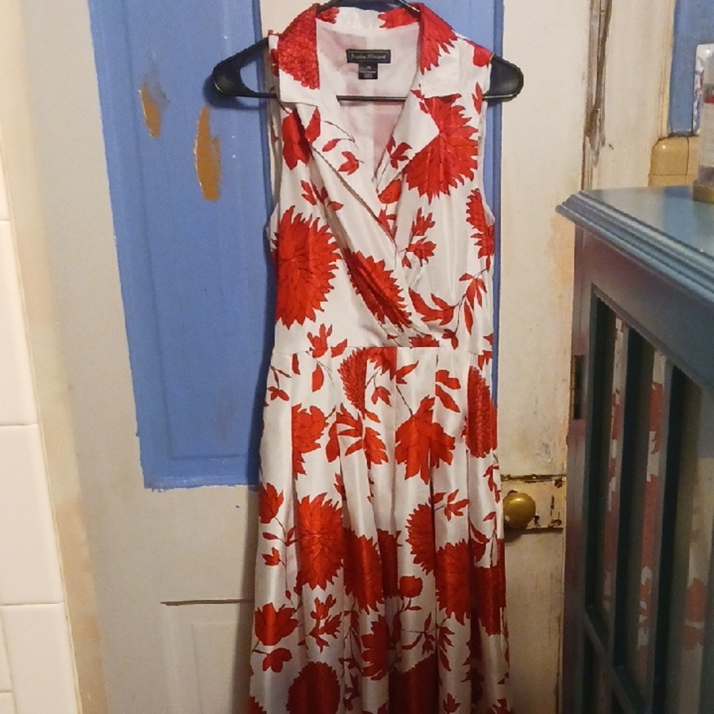 Jessica Howard Red and White Wrap Midi Dress